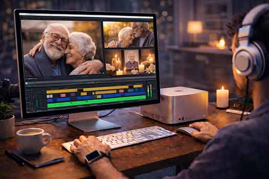 Würdevolle Videobearbeitung für Abschiedsvideos und Erinnerungsvideos