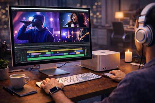 Professioneller Videoschnitt für Musikvideos und kreative Musikproduktionen